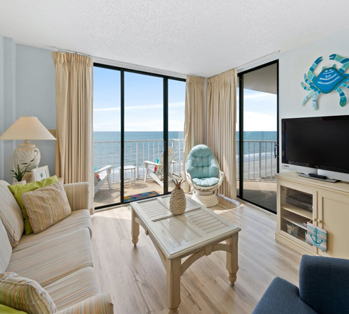 View from the living room of a 3 bedroom condo at Crescent Sands